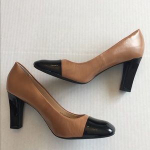 Franco Sarto🌷Brn/Blk Leather Heels Sz 9.5